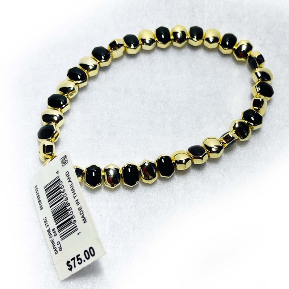 Kendra Scott Daphne Enamel Gold and Blue Stretch Bracelet - Picture 4 of 7